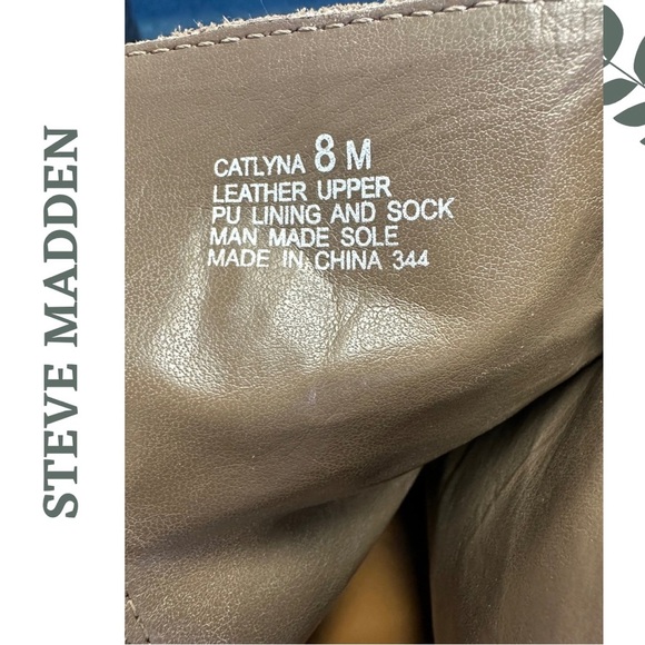 Steve Madden Catlyna Leather Peep Toe Block Heel Sandal Bootie Buckle Tan Size 8 - Picture 7 of 8